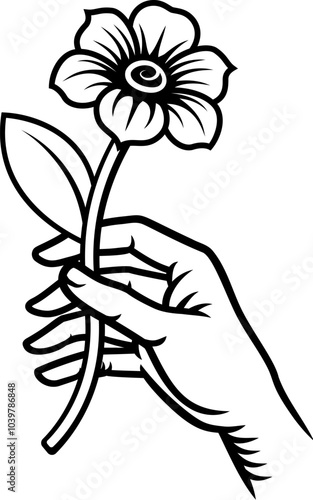 A hand holding a flower des...