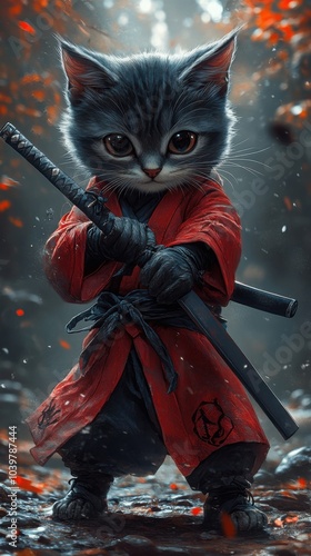 Chibi Cat Hero: Dynamic Dual Katanas Strike
