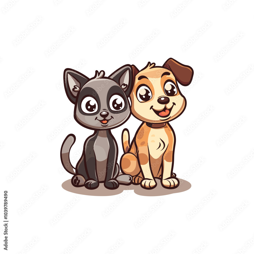 Obraz premium Cute two dogs logo icon illustration