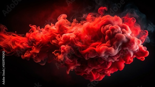 Abstract Red Smoke Explosion on Black Background - High Impact Visual for Creative Projects