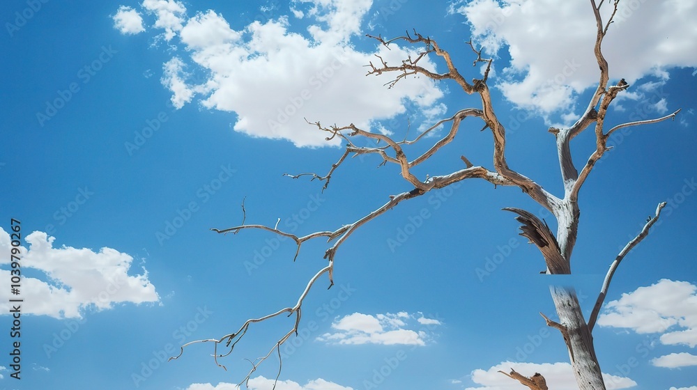 Dry tree branches with blue sky - a serene and natural sight. This image showcases dry tree branches against a beautiful blue sky, creating a sense of tranquility and simplicity Dry tree branches with blue sky - a serene and natural sight. This image showcases dry tree branches against a beautiful blue sky, creating a sense of tranquility and simplicity