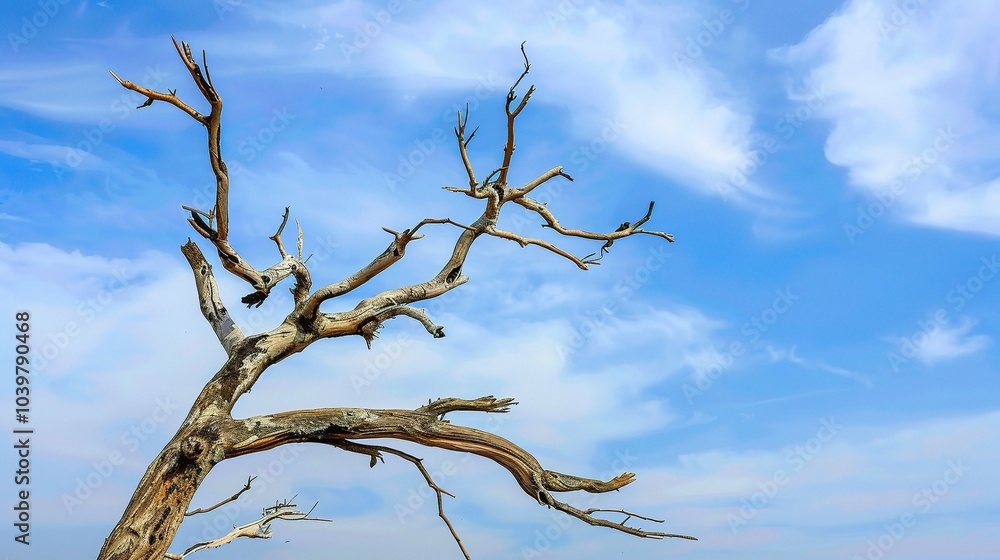 Dry tree branches with blue sky - a serene and natural sight. This image showcases dry tree branches against a beautiful blue sky, creating a sense of tranquility and simplicity Dry tree branches with blue sky - a serene and natural sight. This image showcases dry tree branches against a beautiful blue sky, creating a sense of tranquility and simplicity
