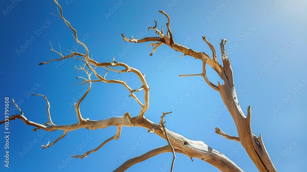 Dry tree branches with blue sky - a serene and natural sight. This image showcases dry tree branches against a beautiful blue sky, creating a sense of tranquility and simplicity Dry tree branches with blue sky - a serene and natural sight. This image showcases dry tree branches against a beautiful blue sky, creating a sense of tranquility and simplicity