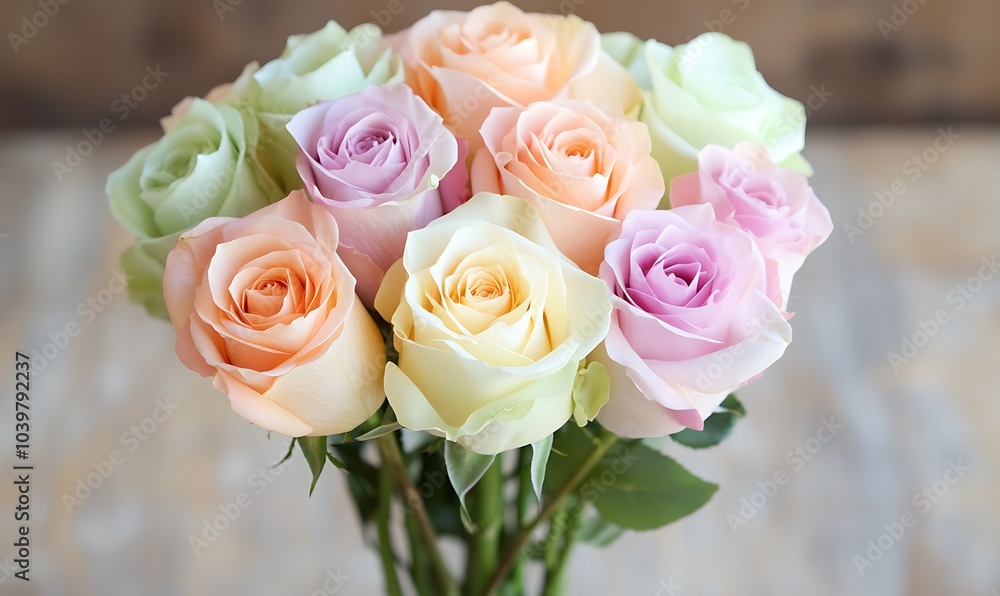 pastel rainbow rose bouquet, Generative AI pastel rainbow rose bouquet, Generative AI