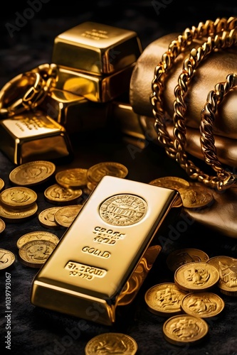 Collection of gold items