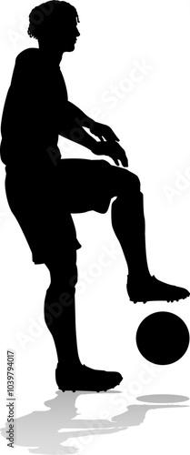 A soccer or football player male silhouette man