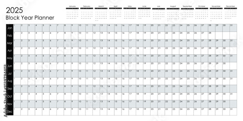 2025 Block year planner.  Vector design.