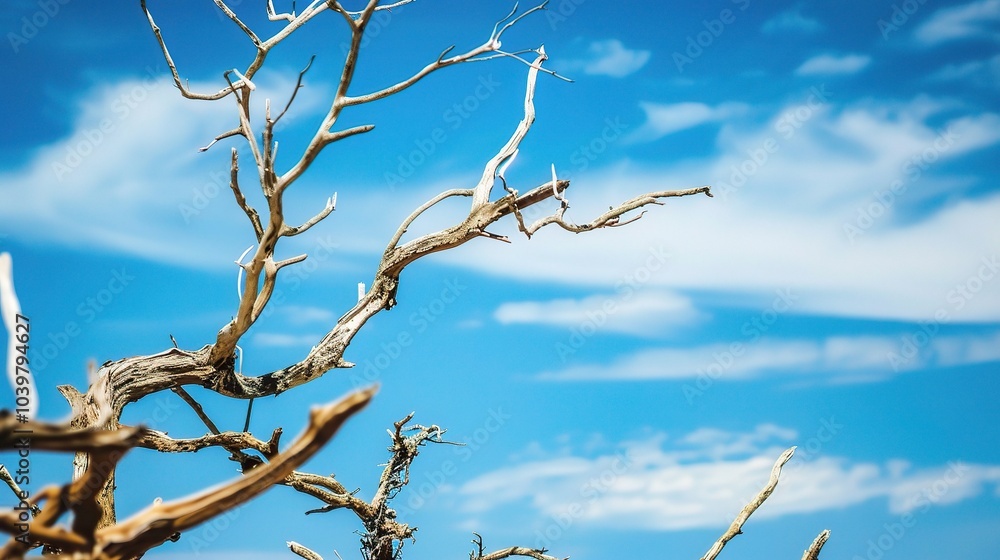 Dry tree branches with blue sky - a serene and natural sight. This image showcases dry tree branches against a beautiful blue sky, creating a sense of tranquility and simplicity Dry tree branches with blue sky - a serene and natural sight. This image showcases dry tree branches against a beautiful blue sky, creating a sense of tranquility and simplicity