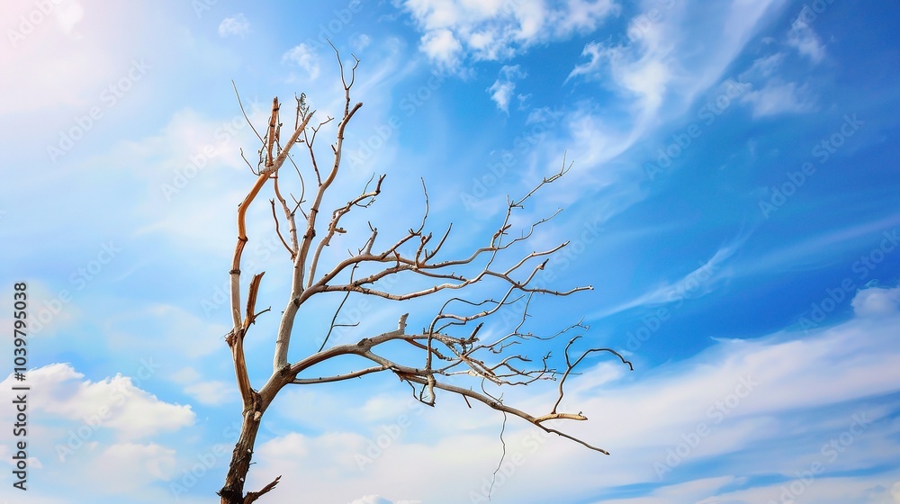 Dry tree branches with blue sky - a serene and natural sight. This image showcases dry tree branches against a beautiful blue sky, creating a sense of tranquility and simplicity Dry tree branches with blue sky - a serene and natural sight. This image showcases dry tree branches against a beautiful blue sky, creating a sense of tranquility and simplicity