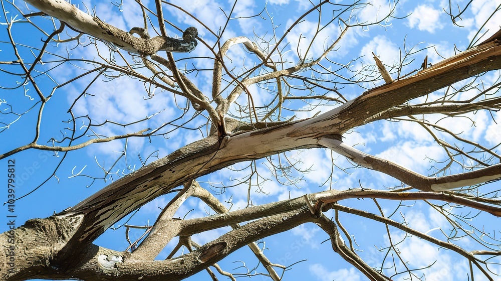 Dry tree branches with blue sky - a serene and natural sight. This image showcases dry tree branches against a beautiful blue sky, creating a sense of tranquility and simplicity Dry tree branches with blue sky - a serene and natural sight. This image showcases dry tree branches against a beautiful blue sky, creating a sense of tranquility and simplicity