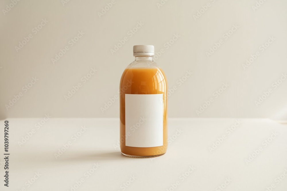 Organic orange juice jam syrup drink glossy bottle jar blank white label mockup Organic orange juice jam syrup drink glossy bottle jar blank white label mockup