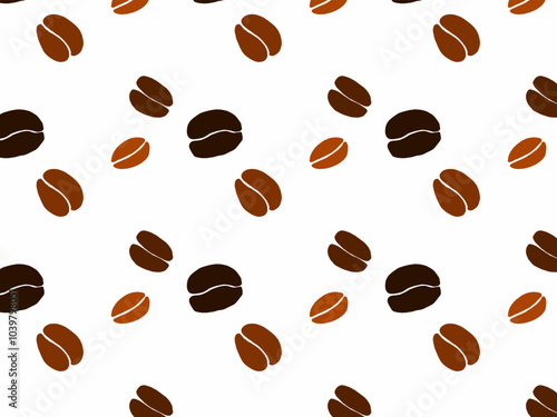 Seamless pattern of newly fresh roasted coffee beans. Coffee beans pattern background. 
