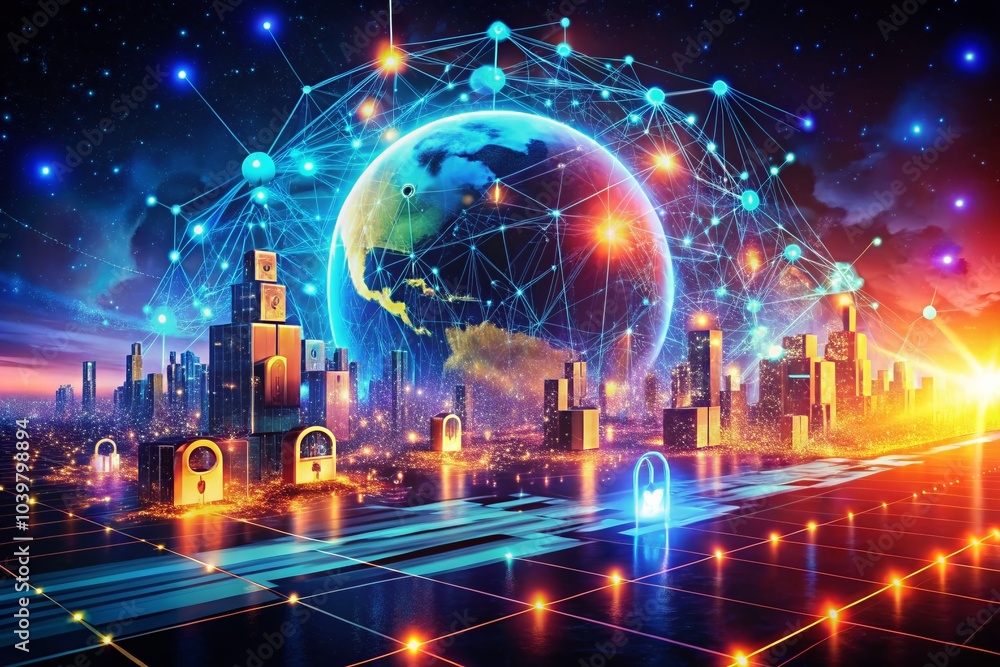 Obraz premium Advanced Cybersecurity Technology Protecting Cyberspace from Cybercrime and Data Breaches