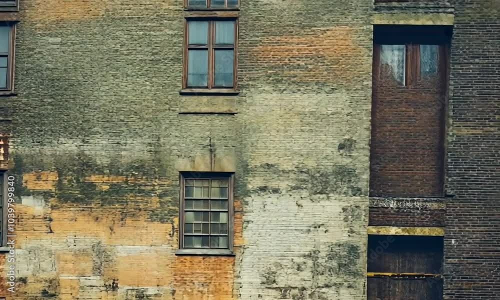 Weathered Brick Wall with Windows Weathered Brick Wall with Windows