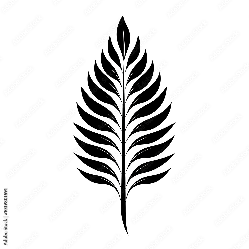 Simple black silhouette of a stylized fern leaf. Simple black silhouette of a stylized fern leaf.