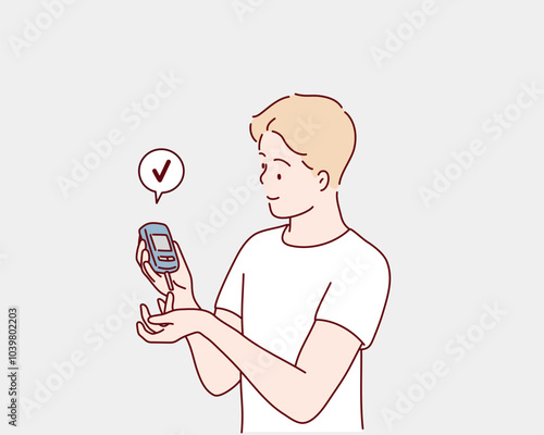 man using lancet on finger for checking blood sugar level by Glucose meter, Healthcare and Medical, diabetes, glycemia concept. Hand drawn style vector design illustrations.