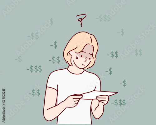 Financial problem, Paying stress concept. No money to pay debts. Hand drawn style vector design illustrations.