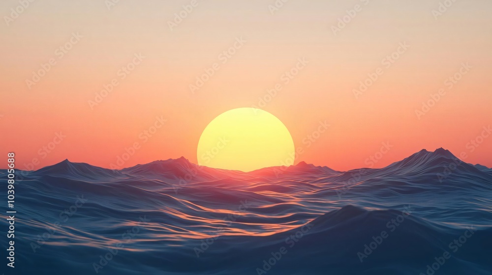 Beautiful sunset over ocean waves, creating a serene and tranquil atmosphere filled with warm colors and gentle movement. Beautiful sunset over ocean waves, creating a serene and tranquil atmosphere filled with warm colors and gentle movement.