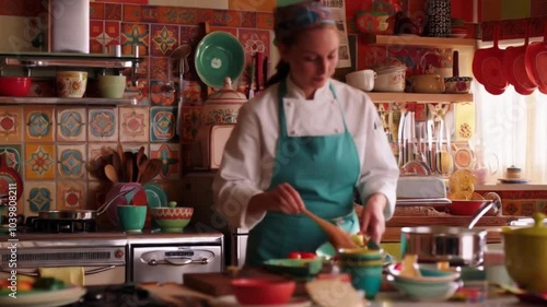 A vibrant kitchen designed with retro appliances, bold colors, and fun decor for a playful atmosphere.