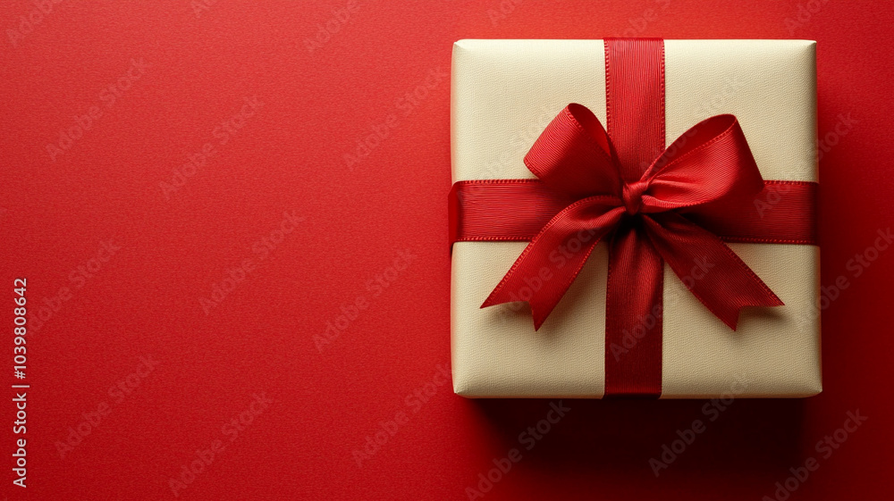 gift box with ribbon on red background gift box with ribbon on red background