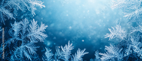 Wallpaper Mural Stunning Macro Photography of Delicate Winter Snowflakes on Blue Background, Stunning Macro Photography of Delicate Winter Snowflakes on Blue Torontodigital.ca