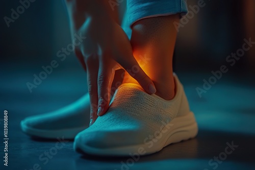 Close-Up of Fingers Gently Massaging an Aching Heel - Foot Massage Relief