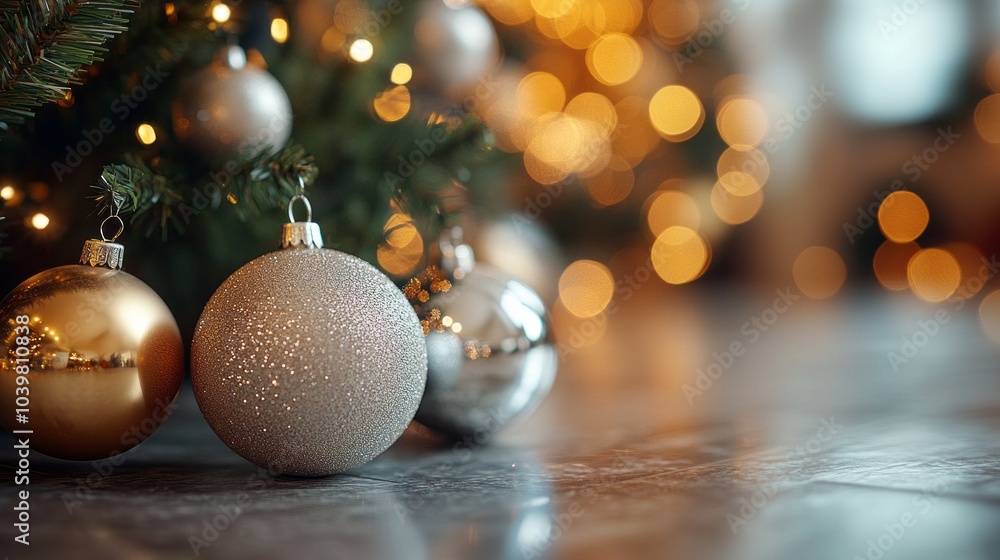 A Christmas tree with a bunch of shiny ornaments on it A Christmas tree with a bunch of shiny ornaments on it