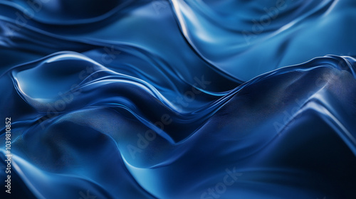 Waves of shimmering blue fabric undulating softly in gentle light