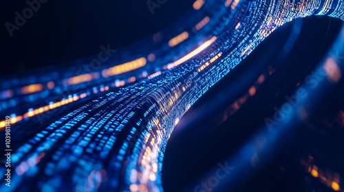 Vibrant, colorful data streams intertwine, creating a dynamic digital landscape with intricate patterns of light