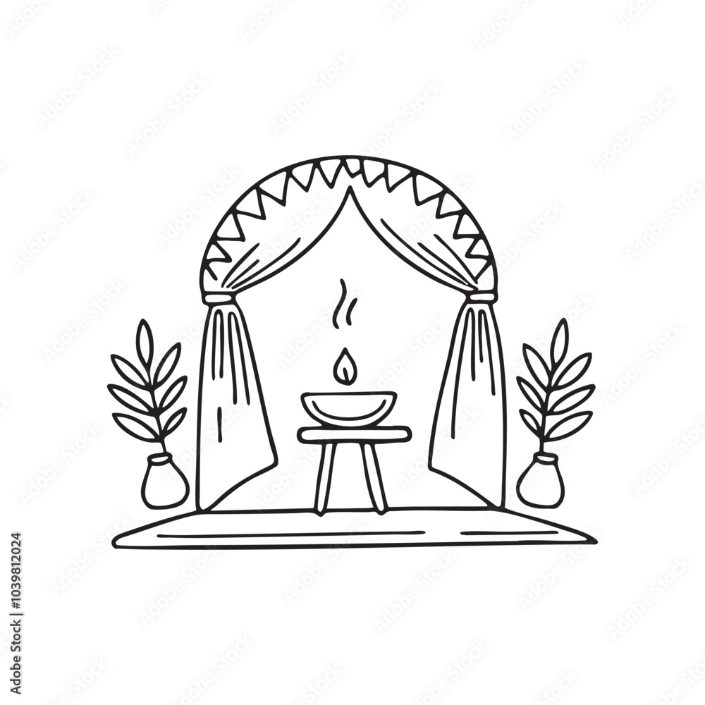 Naklejka premium Illustration of a Decorated Altar for a Special Ceremony
