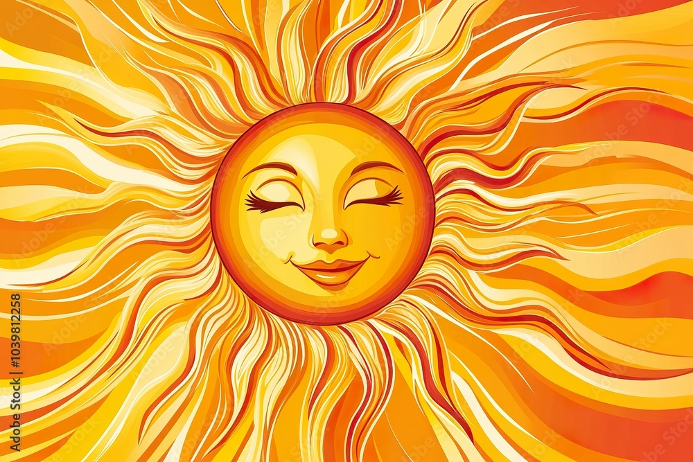 Bold and Bright Cartoon Sun with Stylized Lines and Curves for Energetic Designs Bold and Bright Cartoon Sun with Stylized Lines and Curves for Energetic Designs