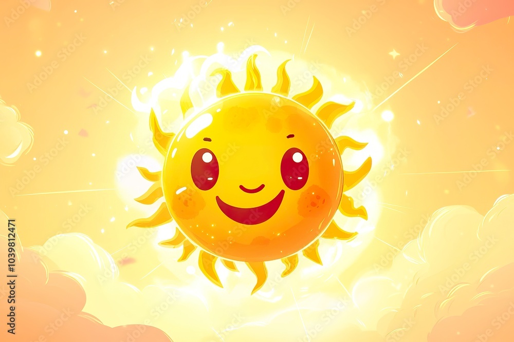 Cartoon Sun with a Friendly Face and Dynamic Look Cartoon Sun with a Friendly Face and Dynamic Look