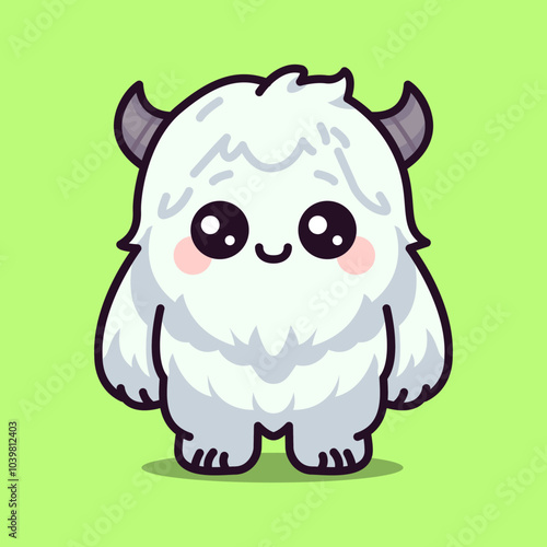 cute yeti monster cartoon character myth legend flat color vector illustration template design