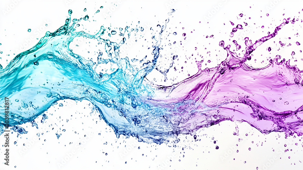 Obraz premium Fluid Water Splash with Watercolor Effect