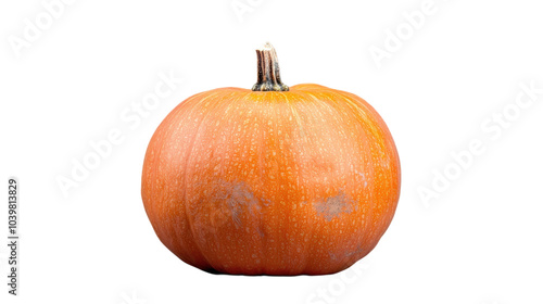 A bright orange pumpkin with a smooth texture displayed on a transparent background for autumn decoration and celebrations. photo