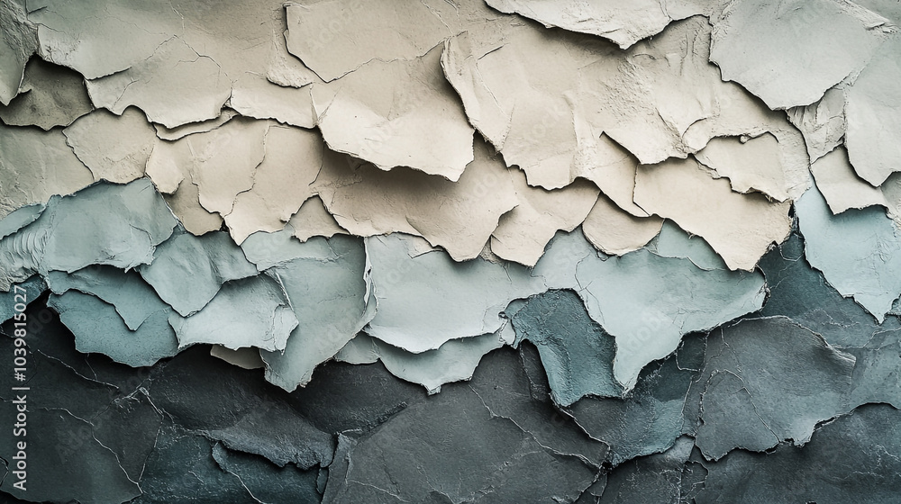 Layers of textured paint in calming neutral tones create an abstract wall design Layers of textured paint in calming neutral tones create an abstract wall design