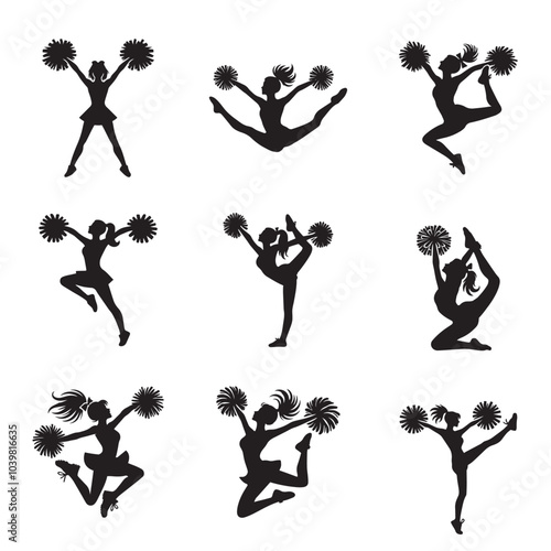 Collection of Cheer Silhouette Design - cheerleading Vector illustration