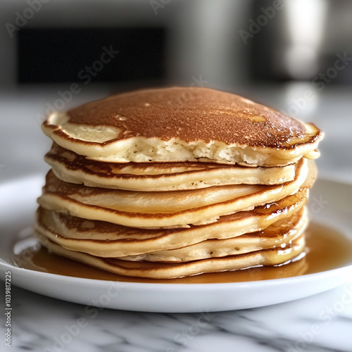 Wallpaper Mural Healthy summer breakfast, homemade classic american pancakes with fresh fruit and honey, morning light background copy space top view
 Torontodigital.ca