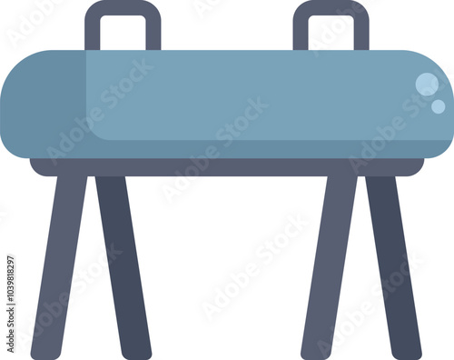 Pommel horse apparatus standing on the floor, essential equipment for gymnasts performing various exercises