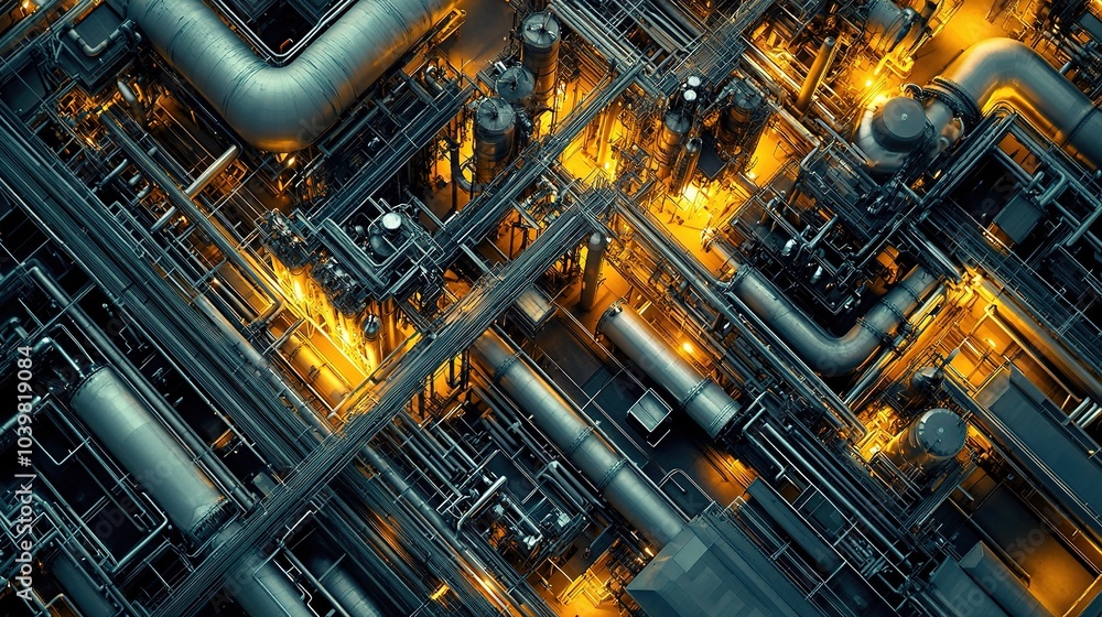 Industrial Pipework and Equipment from Above Industrial Pipework and Equipment from Above