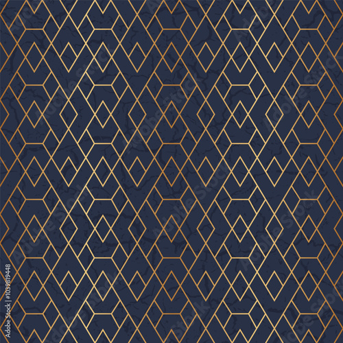 Geometric gold seamless pattern. Golden geometry background for design print. Elegant abstract diamond repeat texture. Repeated elegant stripe. Repeating modern stylish trellis. Vector illustration