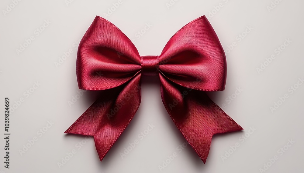 Elegant red ribbon bow displayed neatly on a neutral background Elegant red ribbon bow displayed neatly on a neutral background