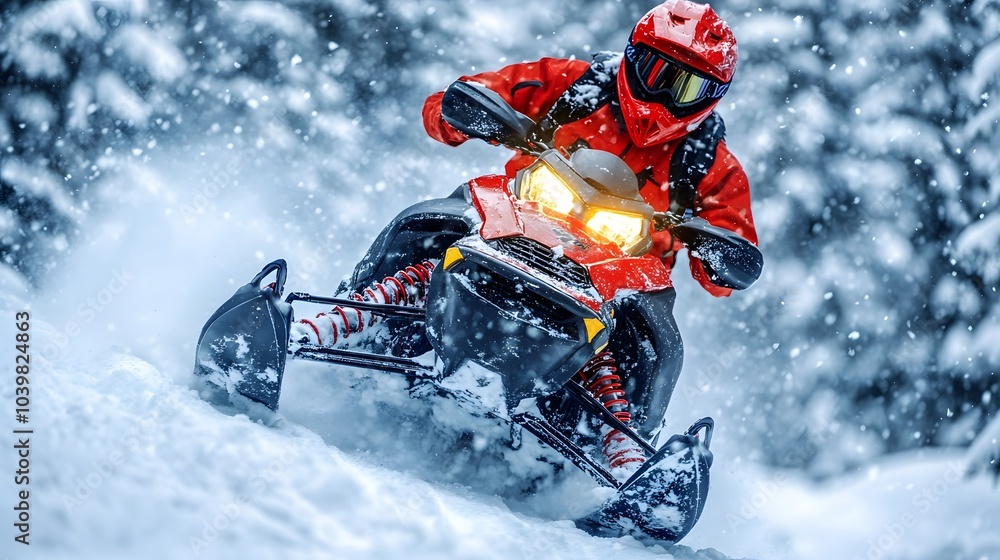 Snowmobiling through a vast, open snowy landscape during a crisp January day