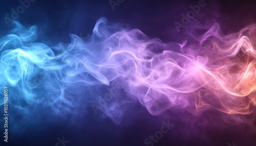 Wallpaper Mural Colorful smoke waves swirl together in a vibrant display of blue and purple hues Torontodigital.ca