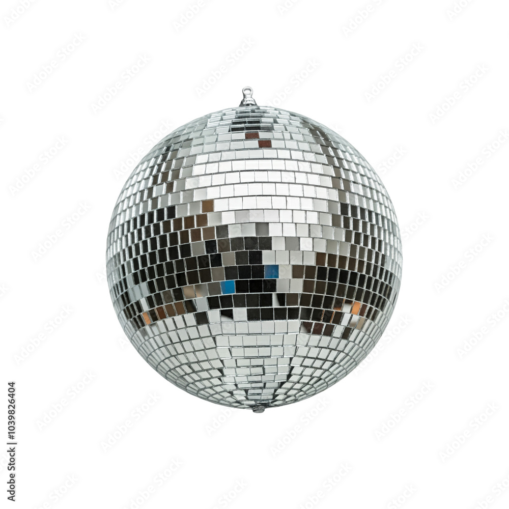 Fototapeta premium Silver disco mirror ball on transparent background
