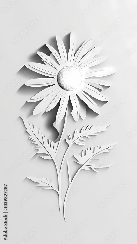 Fototapeta premium Chamomile flower logo 3d vector papercut