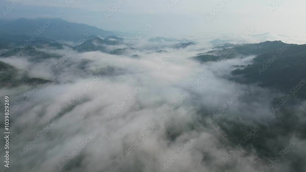 Hyper lapse of morning mist at mountain landscape in Thailand Hyper lapse of morning mist at mountain landscape in Thailand