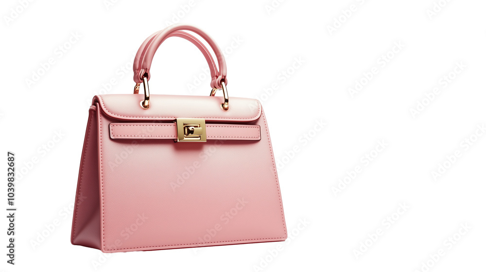 pink designer handbag with gold clasp isolated on transparent background pink designer handbag with gold clasp isolated on transparent background