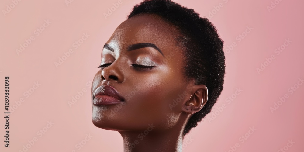 Beauty and skincare on a model in a studio setting with a pink backdrop, showcasing cosmetics and facial wellness, highlighting youthfulness and glowing results Beauty and skincare on a model in a studio setting with a pink backdrop, showcasing cosmetics and facial wellness, highlighting youthfulness and glowing results