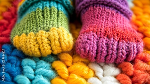 Colorful Knitted Fabric Texture Background   Rainbow Stripes  Wool  Soft  Cozy